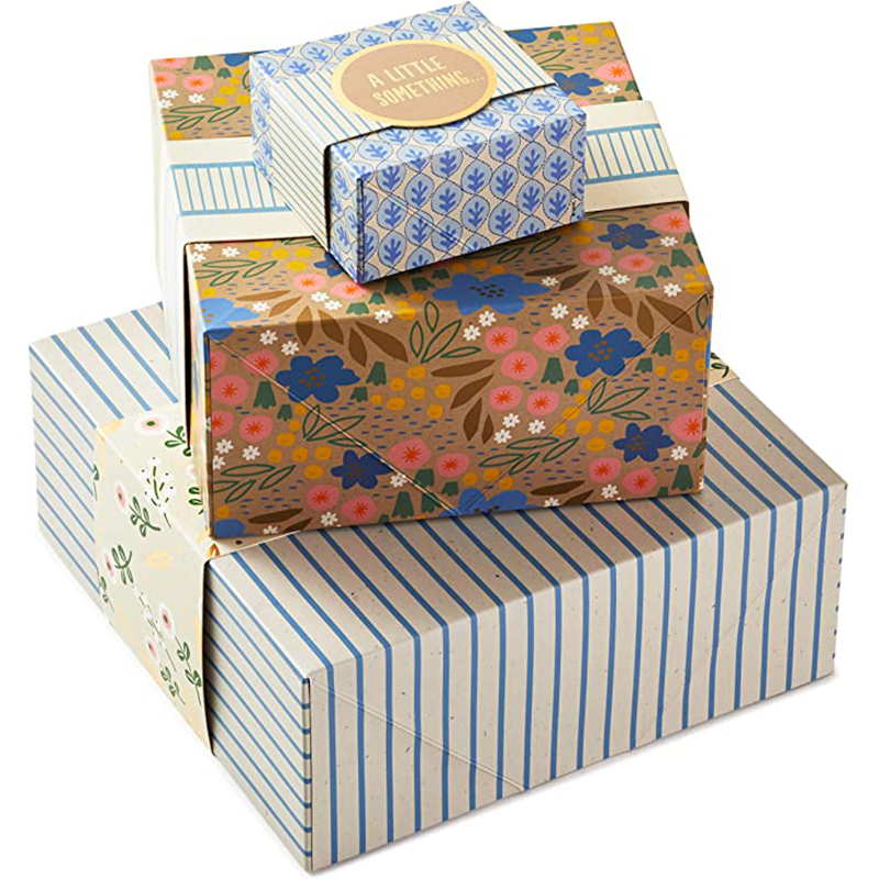 Cutii cadou Hallmark cu benzi de înveliș, dimensiuni asortate (3 pachete: flori și dungi drăguțe) pentru zile denaștere, dușuri de mireasă, zi de mamă \\\\\\\\ \\\\, cei mai buni prieteni
