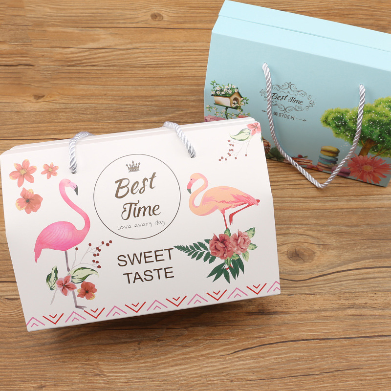 Cutie de ambalare a tortului de înaltă calitate de fulg de zăpadă cu tote crocantnougat o lire creativă creativă cutie cadou cu carton handmade handmade
